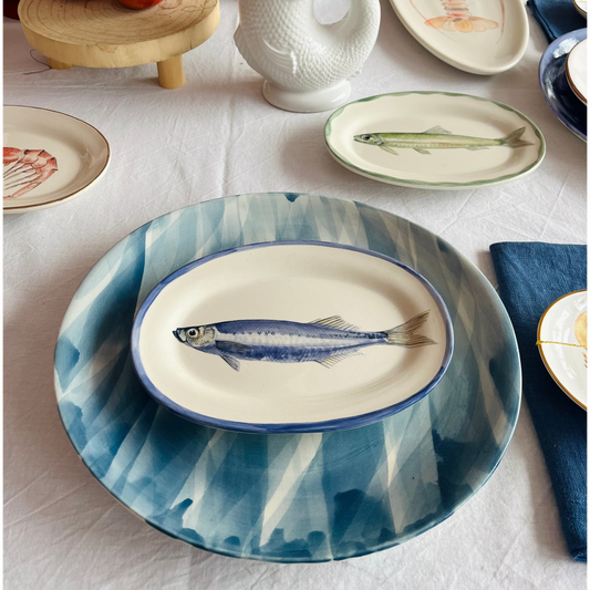 Keramikteller mit Sardinen Motiv