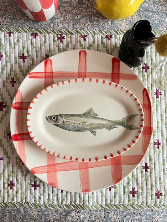 Keramikteller mit Sardinen Motiv