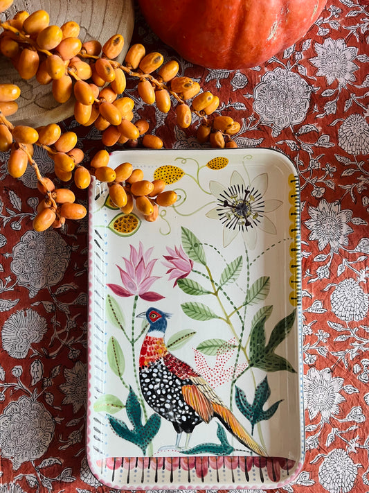 Handbemaltes Tablett "Bloom & Feather"