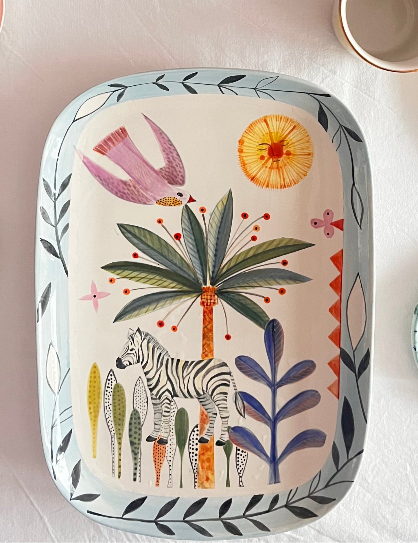 Keramikplatte "Zebra unter Palmen"