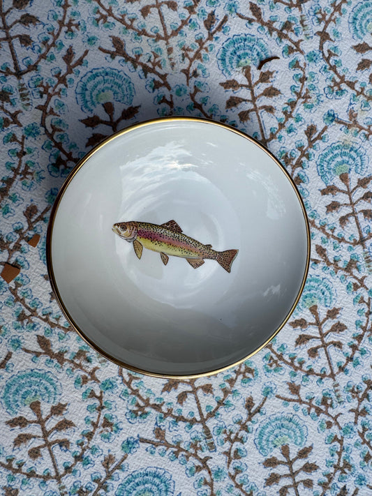 Porzellanschälchen mit Goldrand "Regenbogenforelle"